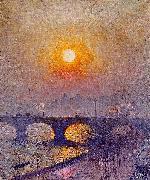 Emile Claus Sunset over Waterloo Bridge USA oil painting artist